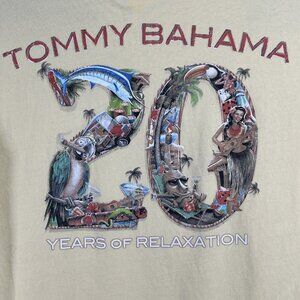 Tommy Bahama Shirt Mens XL Yellow 20 Years Of Relaxation Graphic Tee Cotton